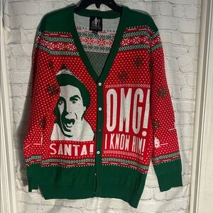 ELF Festive Green and Red Cardigan